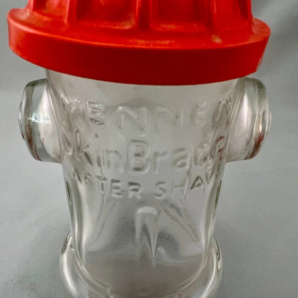 Mennen Skin Bracer After Shave Bottle Mens 7oz Clear Red Good Fire Hydrant Glass